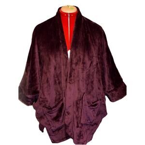 Natori Womens Purple Sz XS Sleepwear Plush Sherpa Cardigan Loungewear Oversized‎